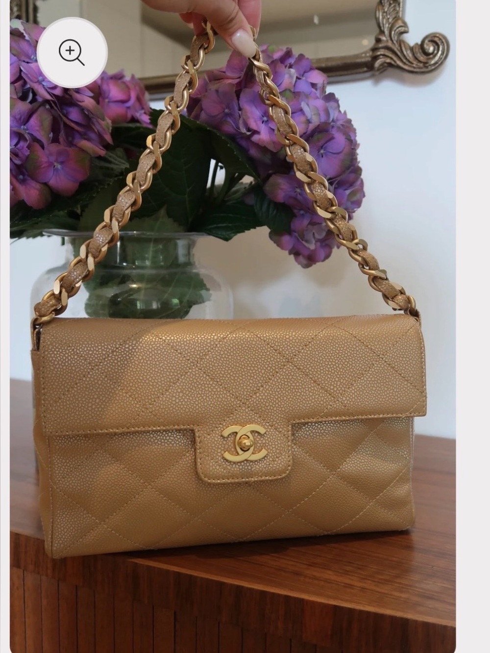 Authentic Vintage Chanel caviar medium single flap bag